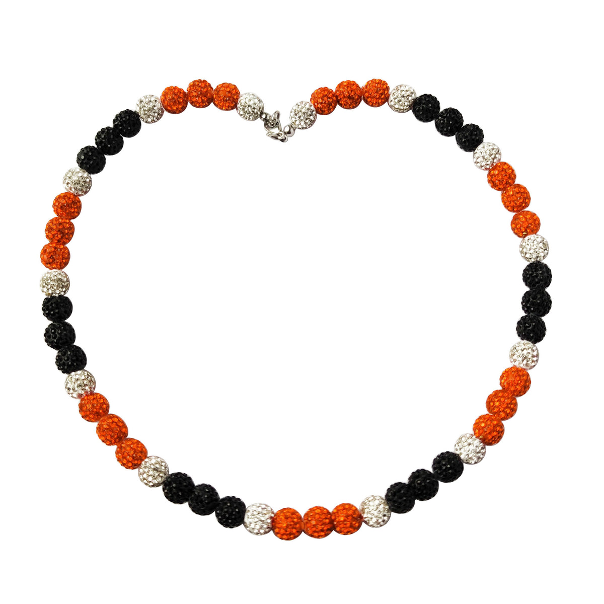 Custom Orange Black White Baseball Rhinestone Necklace Bling
