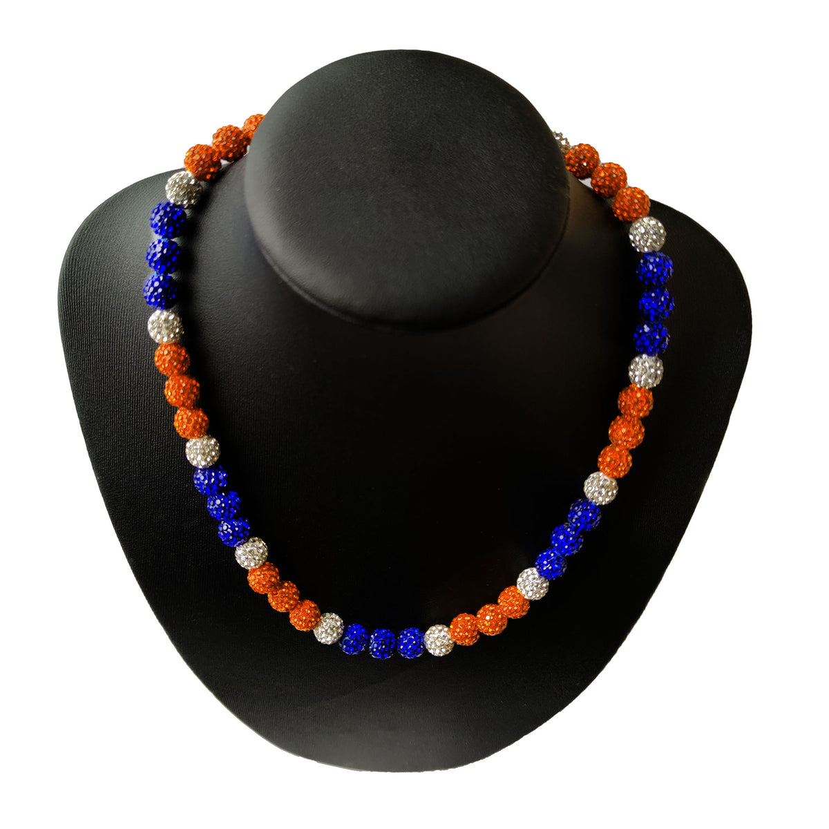 Orange and blue necklace deals