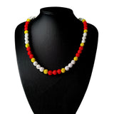 Baseball Drip Necklace Bead Rhinestone Shamballa Necklace Chiefs Red Yellow White