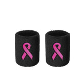 12 Pairs Pink Ribbon Wrist Sweatbands Breast Cancer Awareness Wristbands for Baseball Football Basketball