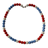 12 Pack Mens Boys Baseball Necklaces Bead Rhinestone Drip Shamballa Bling Necklaces Red Light Blue White