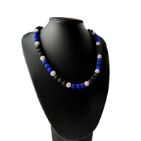 Baseball Bead Necklace for Boys Mens Rhinestone Necklace Baseball Drip Accessories Royal blue Black White