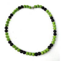 Men Youth Baseball Bead Necklace Rhistone Football Drip Necklace Lime green Black