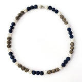 Baseball Bead Necklace Shamballa Necklace Navy Gray White