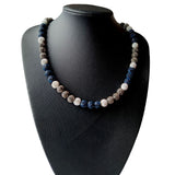 Baseball Bead Necklace Shamballa Necklace Navy Gray White