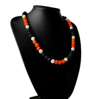 Wholesale 12 Pack Baseball Drip Necklaces Beaded Necklaces Orange Black White