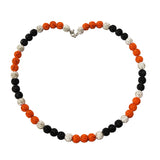 Custom Orange Black White Baseball Rhinestone Necklace Bling Beaded Necklace