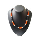 Custom Orange Black White Baseball Rhinestone Necklace Bling Beaded Necklace