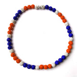 Baseball Beaded Necklace for Boys Rhinestone Bling Necklace Orange Blue White