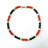 Polly Baseball Bead Chain Necklace College Team Necklace Orange Green White