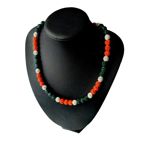 Polly Baseball Bead Chain Necklace College Team Necklace Orange