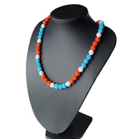 Boys Baseball Bead Necklace Rhinestone Drip Necklace Orange Teal White