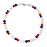 Baseball Bead Necklace Ice Collection Necklace for Boys Mens Rhinestone Necklace Baseball Drip Necklace Red Blue White