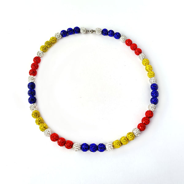 12 Pack Baseball Rhinestone Bead Necklaces for Boys Men Red Yellow Blue White