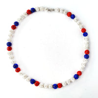 12 Pack Bulk Baseball Bead Necklaces Ice Collection Necklaces for Kids Mens Rhinestone Bling Necklaces Baseball Drip Necklaces Red Blue White