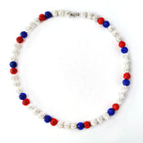 12 Pack Bulk Baseball Bead Necklaces Ice Collection Necklaces for Kids Mens Rhinestone Bling Necklaces Baseball Drip Necklaces Red Blue White