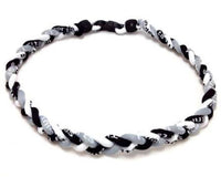 Pack of 12 Braided Baseball Necklaces Black Gray White