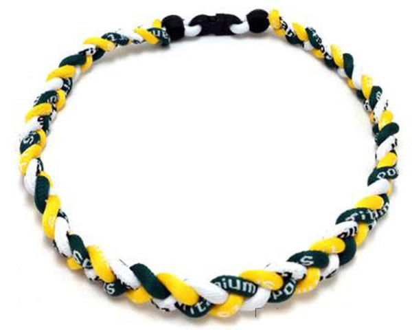 Pack of 12 Baseball Rope Necklaces Green Yellow White