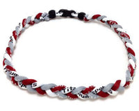 Pack of 12 Boys Baseball Rope Necklaces Maroon Gray White