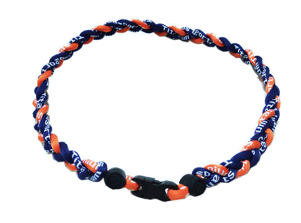 Pack of 12 Braided Baseball Necklaces for Boys Navy Orange