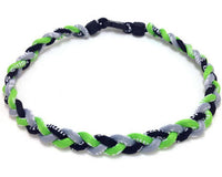 Pack of 12 Titanium Baseball Necklaces Neon green Black Gray