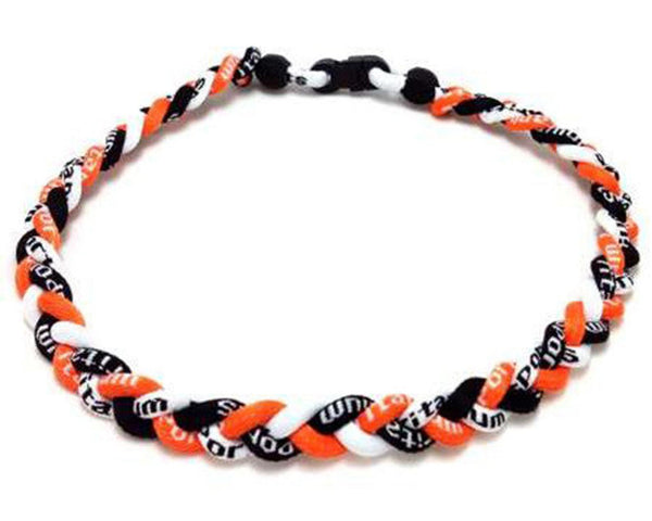 Pack of 12 Braided Baseball Necklaces for boys Orange Black White