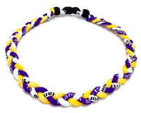 Pack of 12 Baseball Titanium Necklaces Purple Yellow White