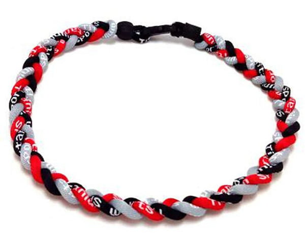 Pack of 12 Baseball Rope Necklaces Red Black Gray