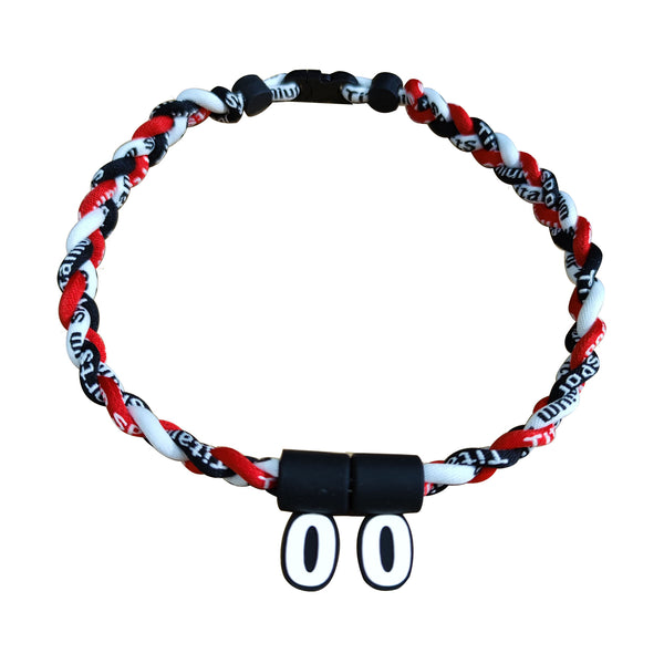 Baseball Rope Necklace with Number Red Black White 18"