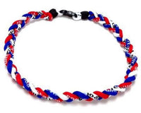 Pack of 12 Baseball Titanium Necklaces for Boys Red Blue White