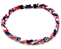 Pack of 12 Baseball Rope Necklaces Red Navy White