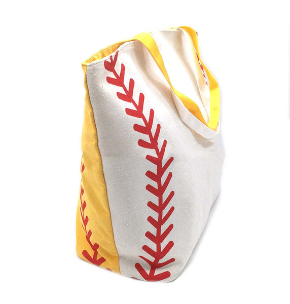 Softball Baseball Bag Canvas Tote Sports Girls Shopping Bag Half Softball Half Baseball